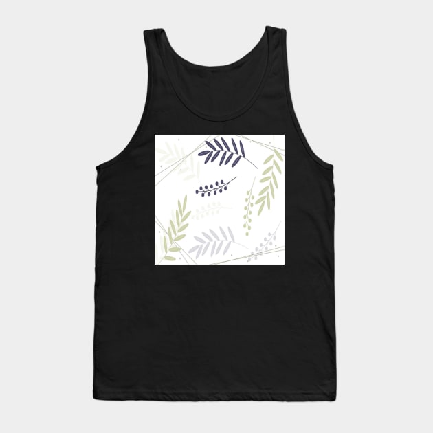 Neutral Leaf & Berry Print on White Background Home Decor & Gifts Tank Top by tamdevo1